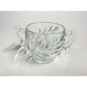 Indiana Glass Pressed Glass Handled Sugar Bowl Willow Oleander Magnolia Pattern￼